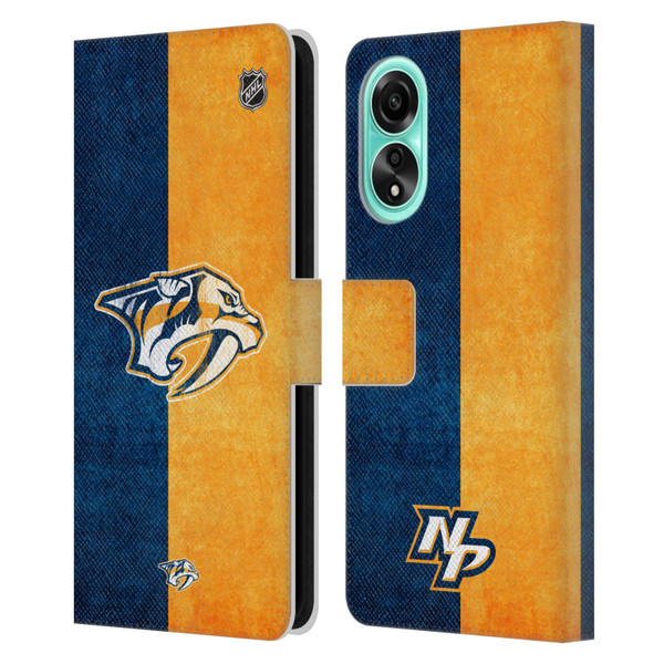 NHL Nashville Predators Half Distressed Leather Book Wallet Case Cover For OPPO A78 4G