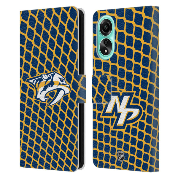 NHL Nashville Predators Net Pattern Leather Book Wallet Case Cover For OPPO A78 4G