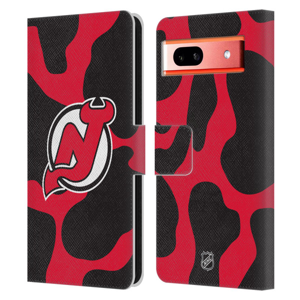 NHL New Jersey Devils Cow Pattern Leather Book Wallet Case Cover For Google Pixel 7a