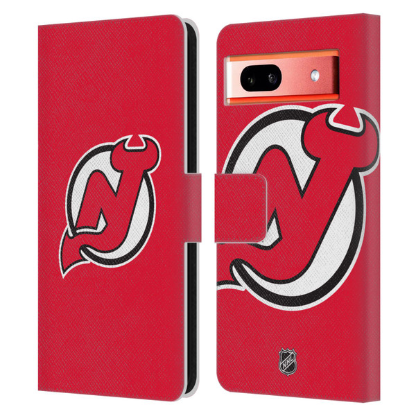 NHL New Jersey Devils Plain Leather Book Wallet Case Cover For Google Pixel 7a