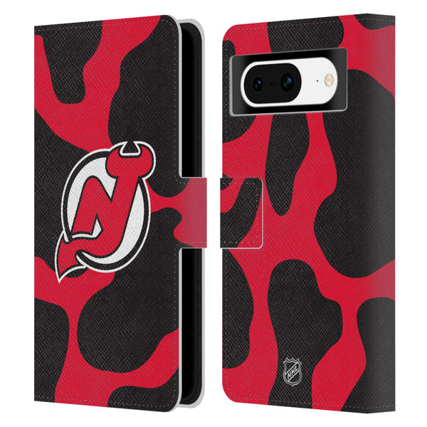 NHL New Jersey Devils Cow Pattern Leather Book Wallet Case Cover For Google Pixel 8
