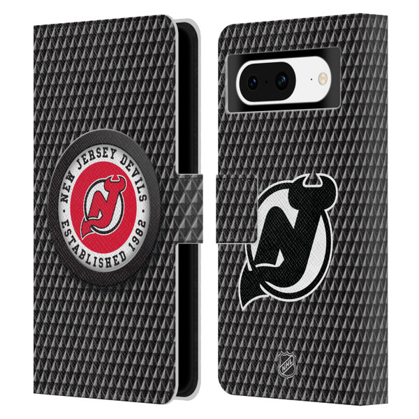 NHL New Jersey Devils Puck Texture Leather Book Wallet Case Cover For Google Pixel 8