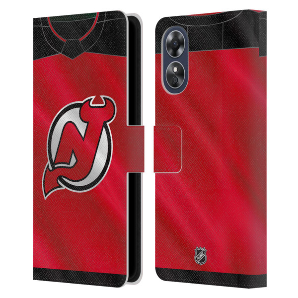 NHL New Jersey Devils Jersey Leather Book Wallet Case Cover For OPPO A17