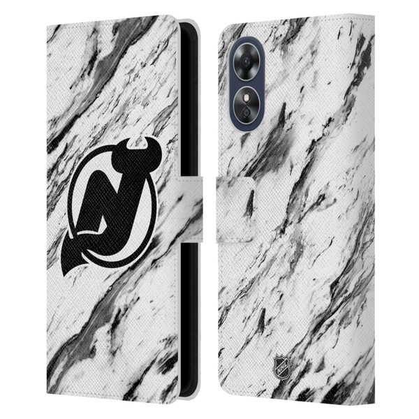 NHL New Jersey Devils Marble Leather Book Wallet Case Cover For OPPO A17