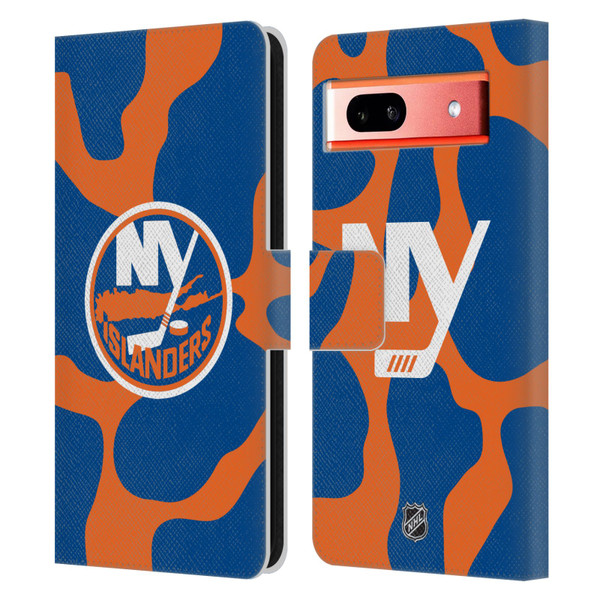 NHL New York Islanders Cow Pattern Leather Book Wallet Case Cover For Google Pixel 7a