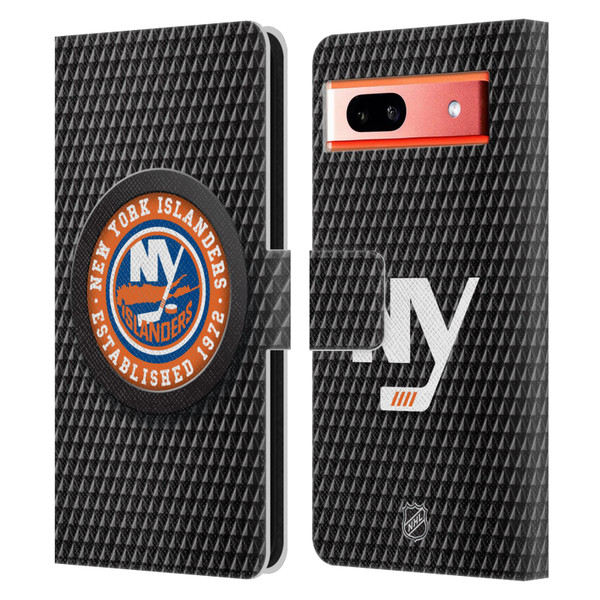 NHL New York Islanders Puck Texture Leather Book Wallet Case Cover For Google Pixel 7a