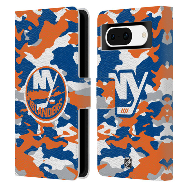 NHL New York Islanders Camouflage Leather Book Wallet Case Cover For Google Pixel 8