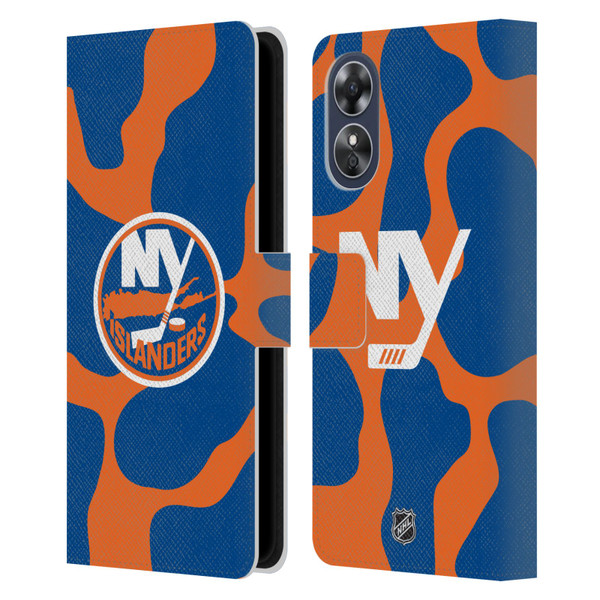 NHL New York Islanders Cow Pattern Leather Book Wallet Case Cover For OPPO A17
