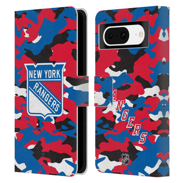 NHL New York Rangers Camouflage Leather Book Wallet Case Cover For Google Pixel 8