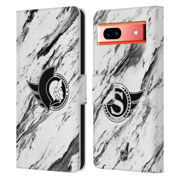 NHL Ottawa Senators Marble Leather Book Wallet Case Cover For Google Pixel 7a