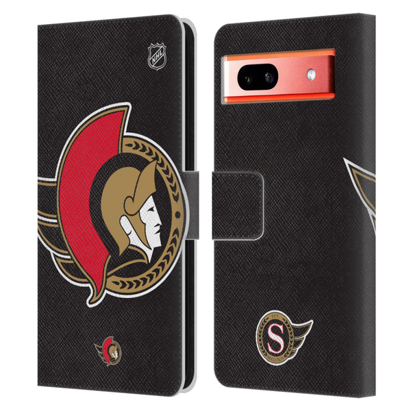 NHL Ottawa Senators Oversized Leather Book Wallet Case Cover For Google Pixel 7a
