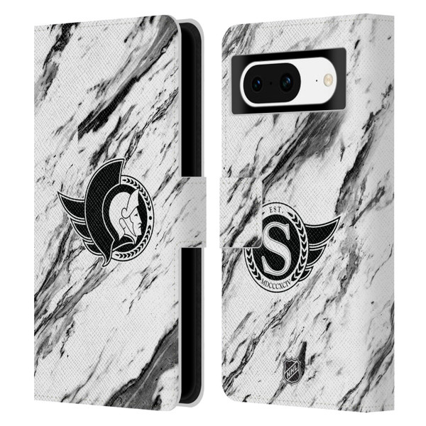 NHL Ottawa Senators Marble Leather Book Wallet Case Cover For Google Pixel 8