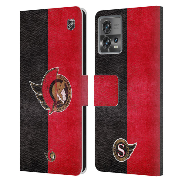 NHL Ottawa Senators Half Distressed Leather Book Wallet Case Cover For Motorola Moto Edge 30 Fusion