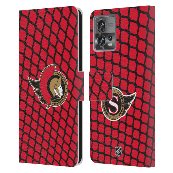NHL Ottawa Senators Net Pattern Leather Book Wallet Case Cover For Motorola Moto Edge 30 Fusion