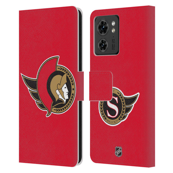 NHL Ottawa Senators Plain Leather Book Wallet Case Cover For Motorola Moto Edge 40