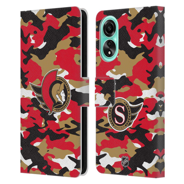NHL Ottawa Senators Camouflage Leather Book Wallet Case Cover For OPPO A78 4G