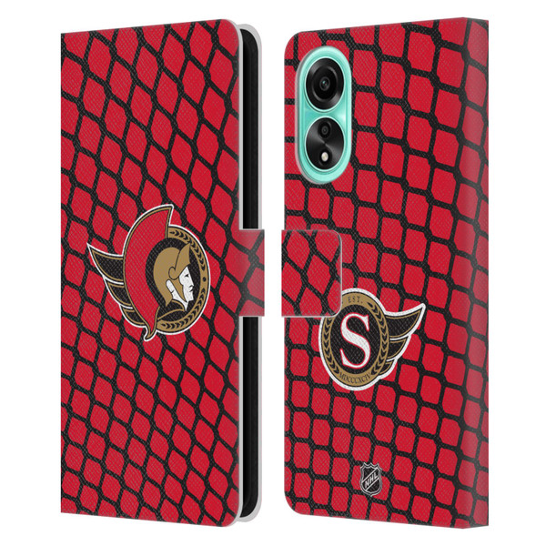 NHL Ottawa Senators Net Pattern Leather Book Wallet Case Cover For OPPO A78 4G