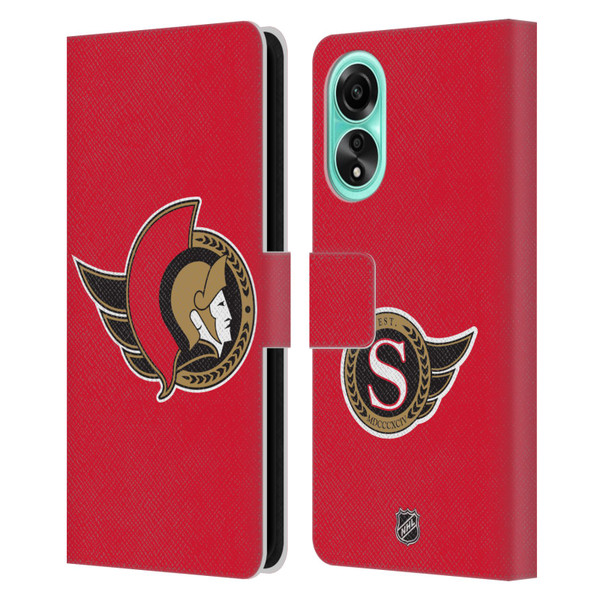 NHL Ottawa Senators Plain Leather Book Wallet Case Cover For OPPO A78 4G