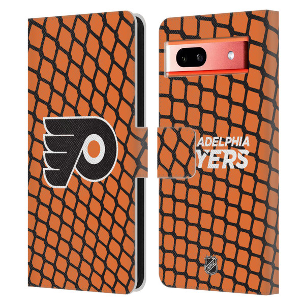 NHL Philadelphia Flyers Net Pattern Leather Book Wallet Case Cover For Google Pixel 7a