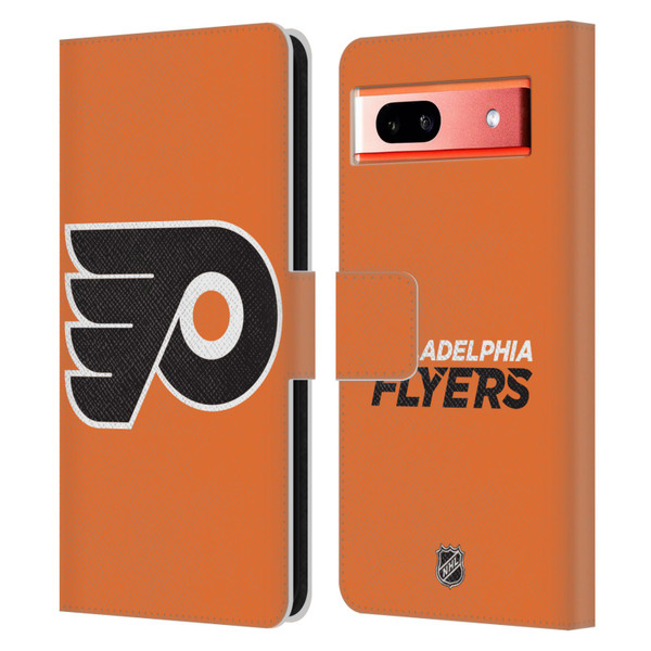 NHL Philadelphia Flyers Plain Leather Book Wallet Case Cover For Google Pixel 7a