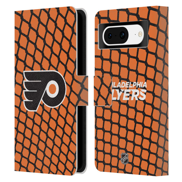 NHL Philadelphia Flyers Net Pattern Leather Book Wallet Case Cover For Google Pixel 8