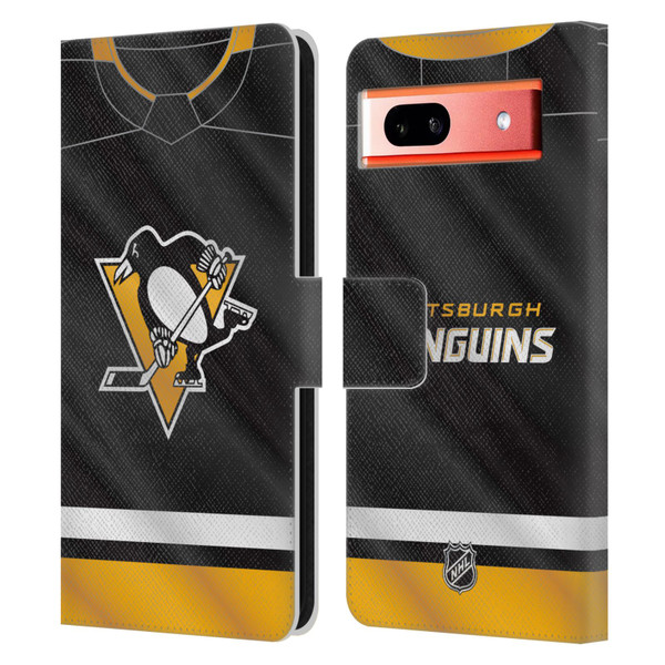 NHL Pittsburgh Penguins Jersey Leather Book Wallet Case Cover For Google Pixel 7a