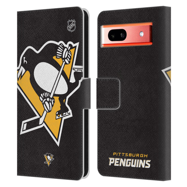 NHL Pittsburgh Penguins Oversized Leather Book Wallet Case Cover For Google Pixel 7a