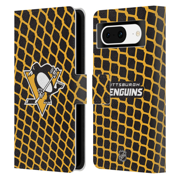 NHL Pittsburgh Penguins Net Pattern Leather Book Wallet Case Cover For Google Pixel 8