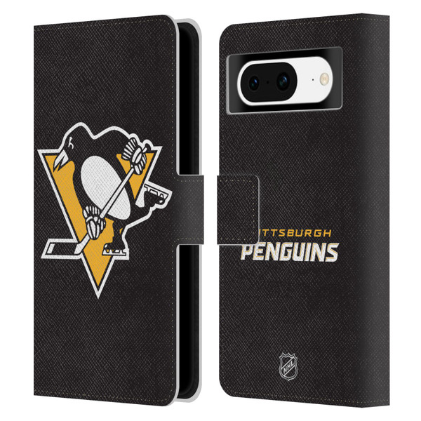 NHL Pittsburgh Penguins Plain Leather Book Wallet Case Cover For Google Pixel 8