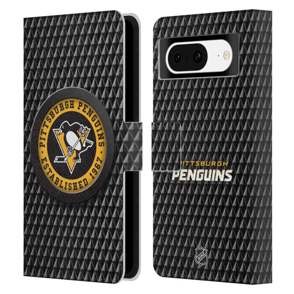 NHL Pittsburgh Penguins Puck Texture Leather Book Wallet Case Cover For Google Pixel 8