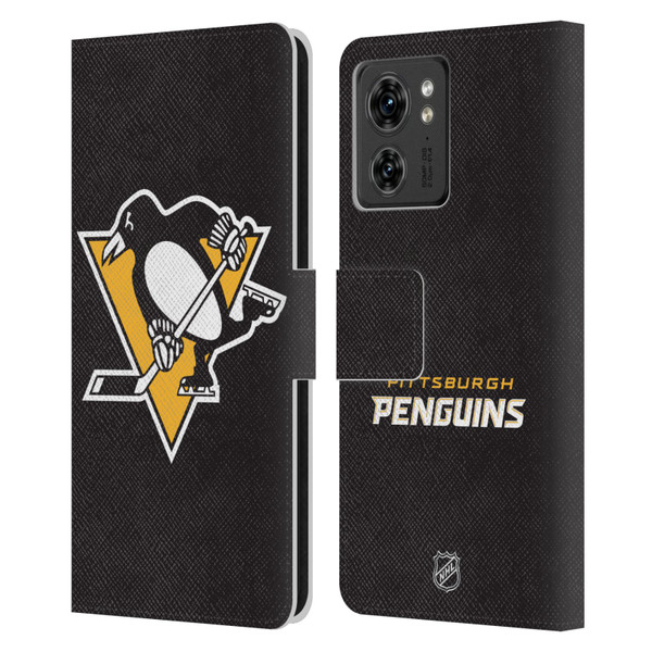 NHL Pittsburgh Penguins Plain Leather Book Wallet Case Cover For Motorola Moto Edge 40