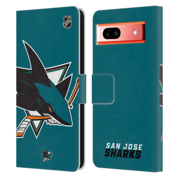 NHL San Jose Sharks Oversized Leather Book Wallet Case Cover For Google Pixel 7a