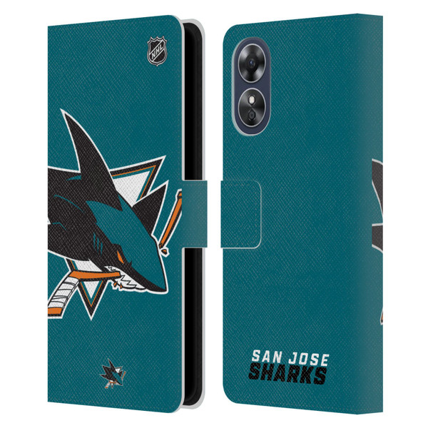 NHL San Jose Sharks Oversized Leather Book Wallet Case Cover For OPPO A17