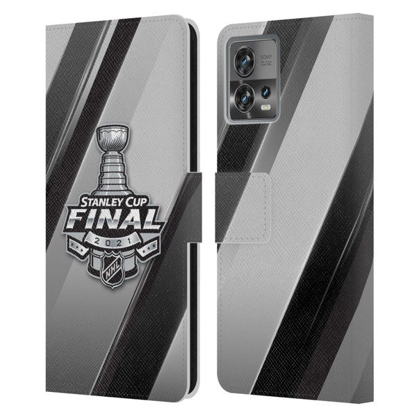 NHL 2021 Stanley Cup Final Stripes 2 Leather Book Wallet Case Cover For Motorola Moto Edge 30 Fusion