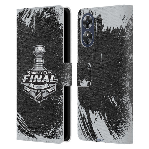 NHL 2021 Stanley Cup Final Distressed Leather Book Wallet Case Cover For OPPO A17