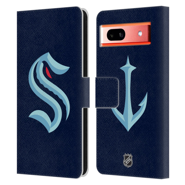 NHL Seattle Kraken Plain Leather Book Wallet Case Cover For Google Pixel 7a