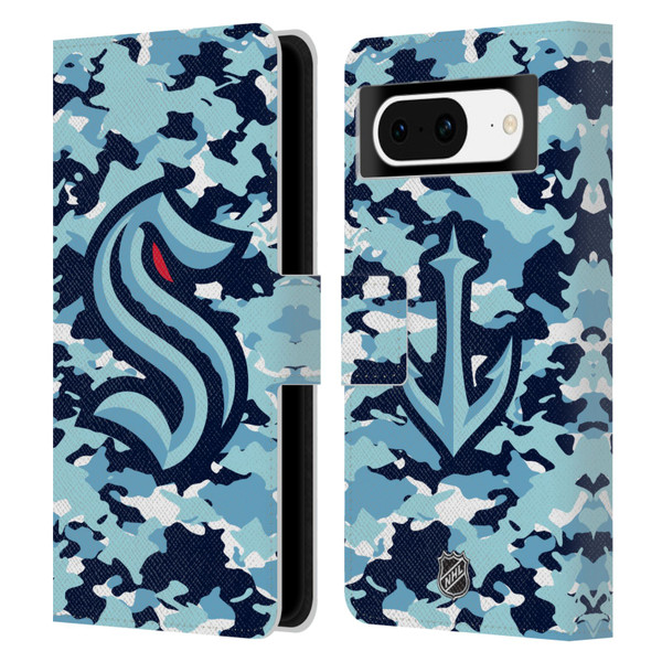 NHL Seattle Kraken Camouflage Leather Book Wallet Case Cover For Google Pixel 8