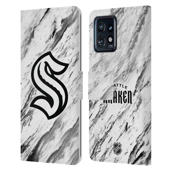 NHL Seattle Kraken Marble Leather Book Wallet Case Cover For Motorola Moto Edge 40 Pro