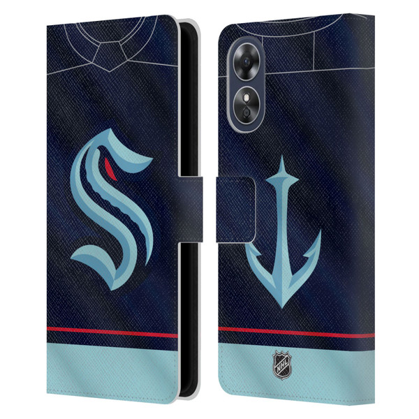 NHL Seattle Kraken Jersey Leather Book Wallet Case Cover For OPPO A17
