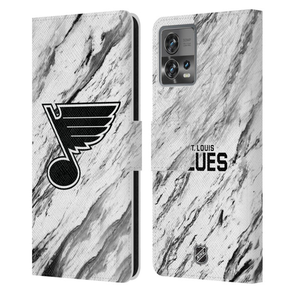 NHL St Louis Blues Marble Leather Book Wallet Case Cover For Motorola Moto Edge 30 Fusion