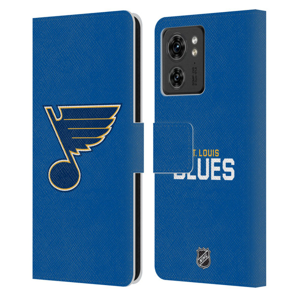 NHL St Louis Blues Plain Leather Book Wallet Case Cover For Motorola Moto Edge 40