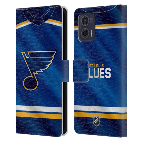NHL St Louis Blues Jersey Leather Book Wallet Case Cover For Motorola Moto G73 5G