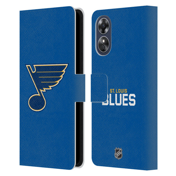 NHL St Louis Blues Plain Leather Book Wallet Case Cover For OPPO A17