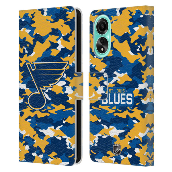 NHL St Louis Blues Camouflage Leather Book Wallet Case Cover For OPPO A78 4G