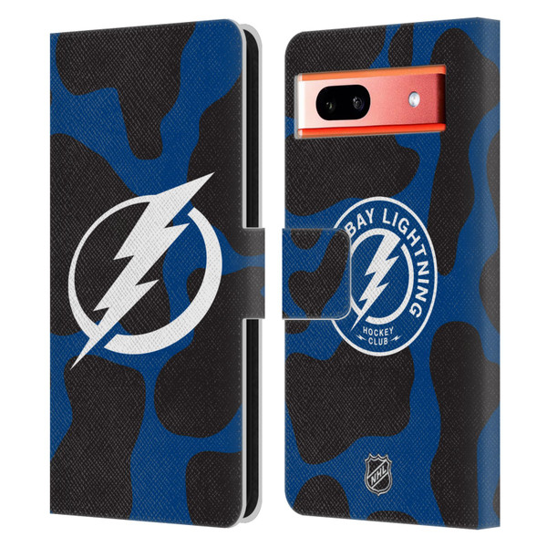 NHL Tampa Bay Lightning Cow Pattern Leather Book Wallet Case Cover For Google Pixel 7a