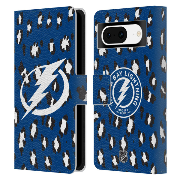 NHL Tampa Bay Lightning Leopard Patten Leather Book Wallet Case Cover For Google Pixel 8