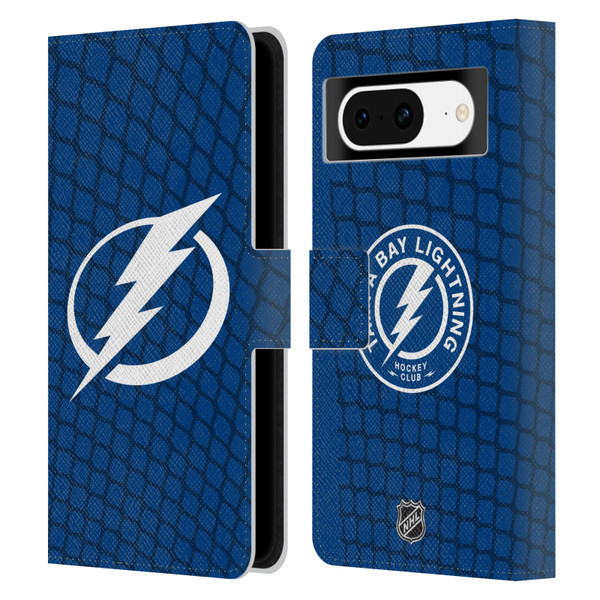 NHL Tampa Bay Lightning Net Pattern Leather Book Wallet Case Cover For Google Pixel 8