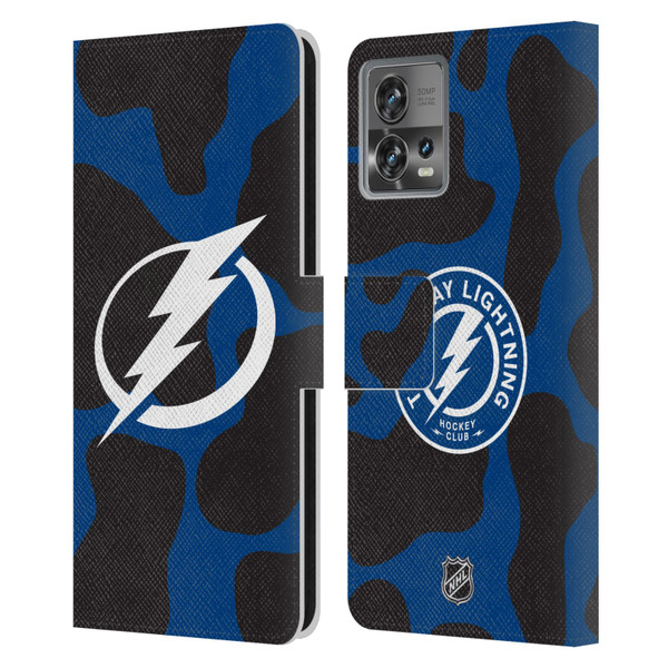 NHL Tampa Bay Lightning Cow Pattern Leather Book Wallet Case Cover For Motorola Moto Edge 30 Fusion