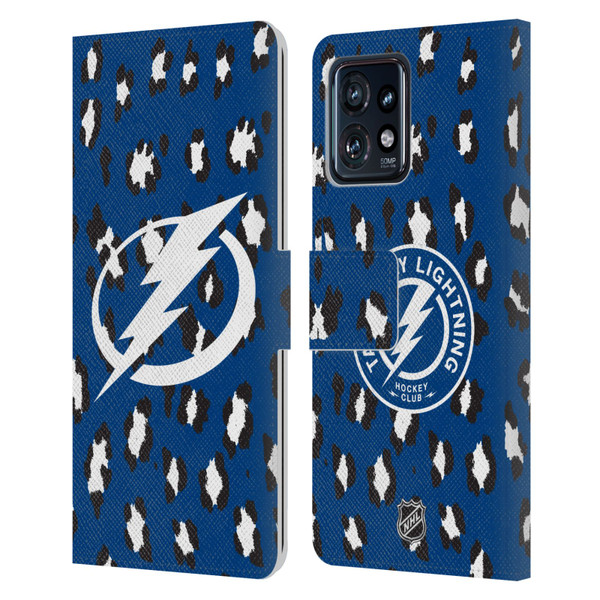 NHL Tampa Bay Lightning Leopard Patten Leather Book Wallet Case Cover For Motorola Moto Edge 40 Pro