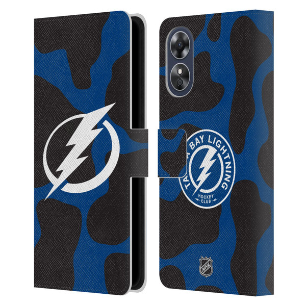 NHL Tampa Bay Lightning Cow Pattern Leather Book Wallet Case Cover For OPPO A17